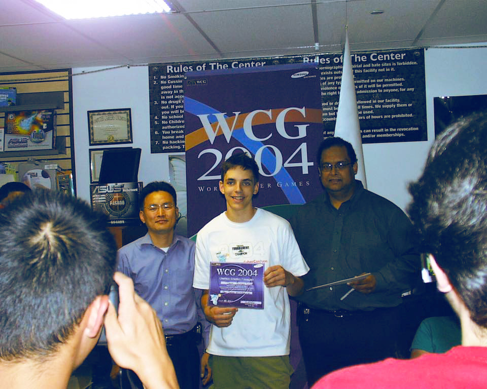Photo of me winning a World Cyber Games qualifier in my eSport days.